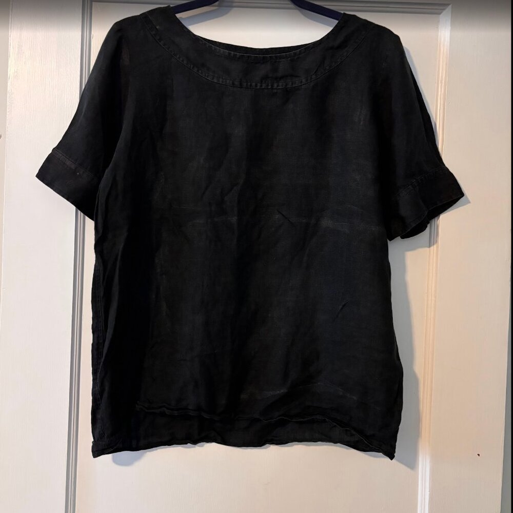 Yves Saint Laurent Vintage Black Linen/Silk Top size 40